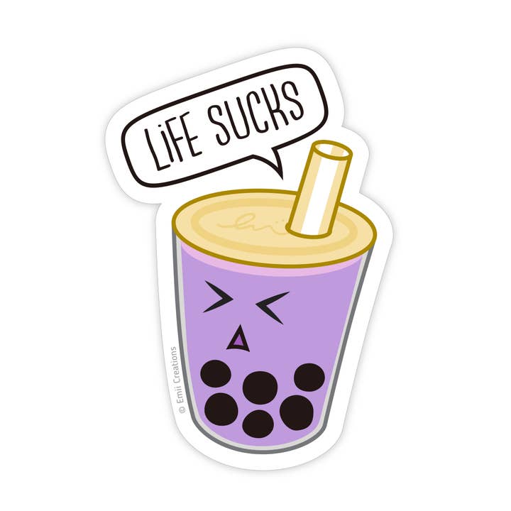 Livet Suger Boba Vinyl Sticker for engroshandel hos Emii Creations