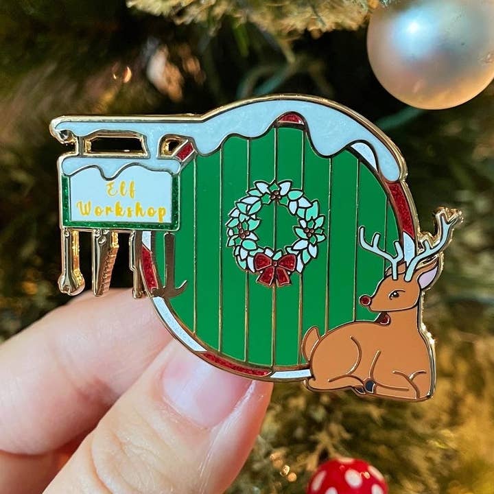 Elf Workshop Door (2022 Winter Holiday) Enamel Pin for wholesale by Kimchi Kreative