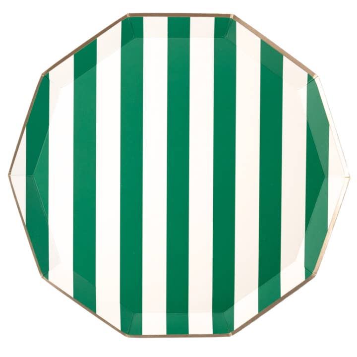 PLATOS EXCLUSIVOS DE RAYAS TIPO CABAÑA EN VERDE ESMERALDA para venta al por mayor de Bonjour Fête
