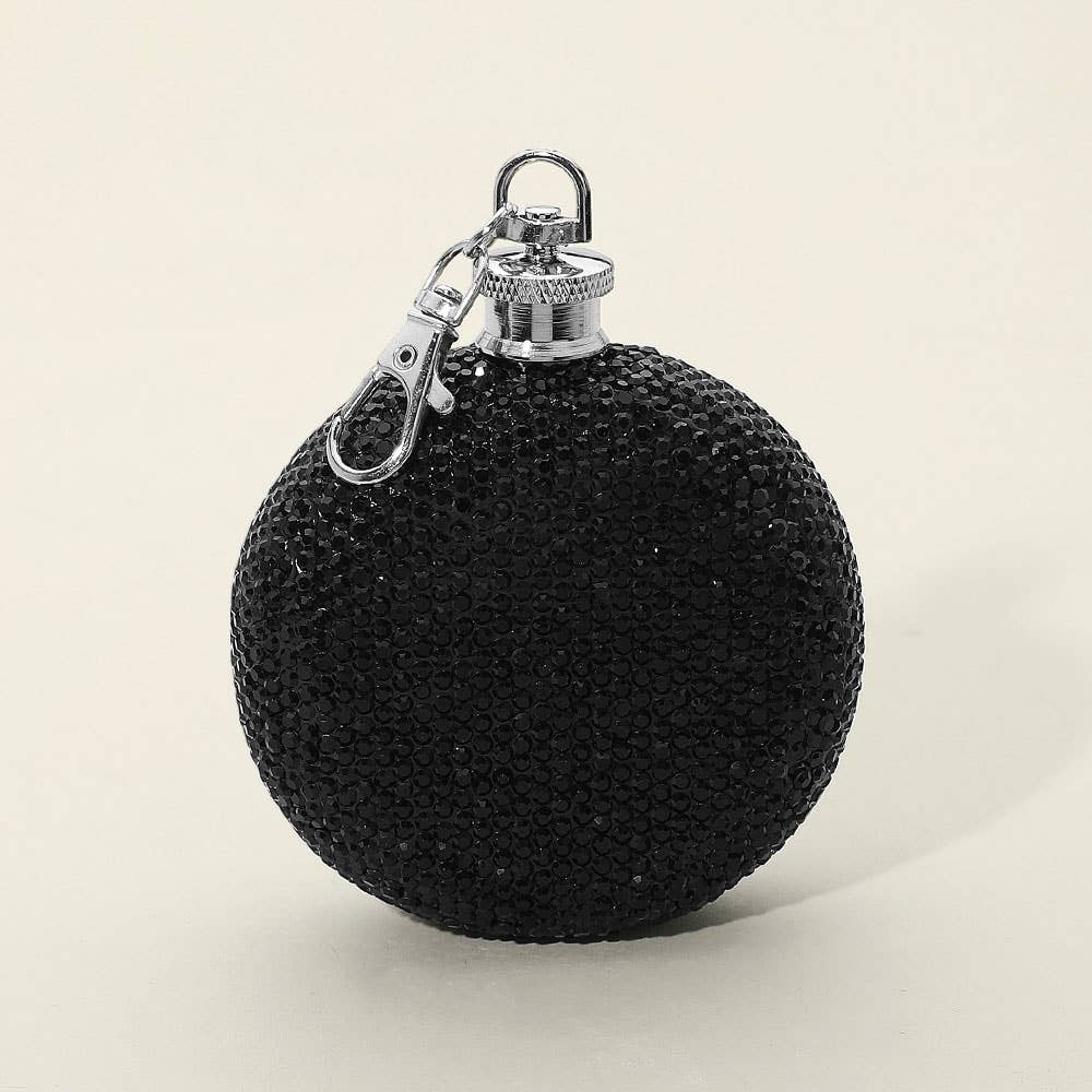 Sensibling Corp. - Wholesale Flask - 3oz Bling Studded Stainless Steel Round Flask3