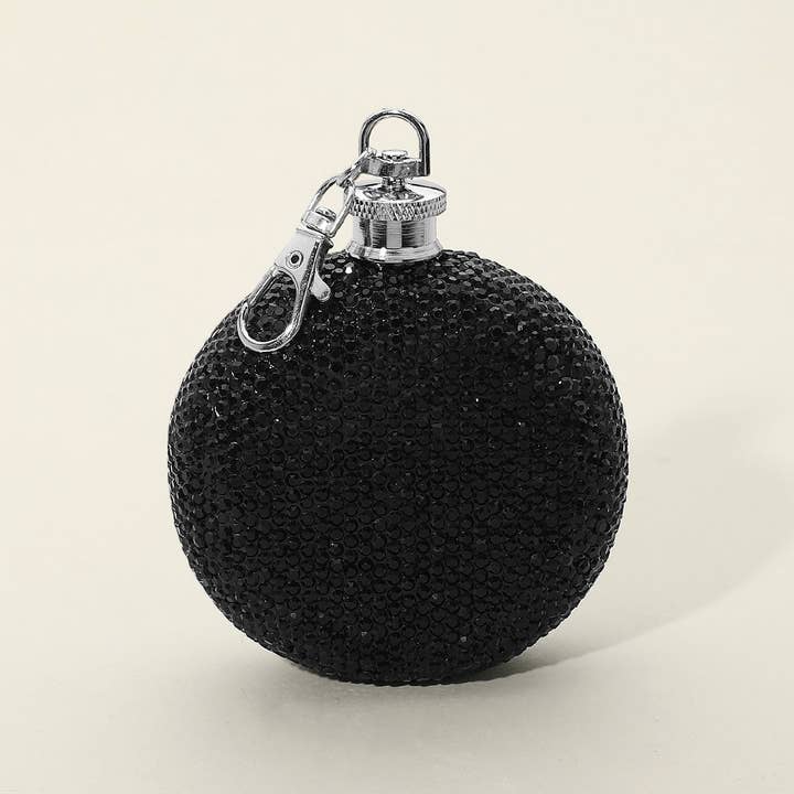 Sensibling Corp. - Wholesale Flask - 3oz Bling Studded Stainless Steel Round Flask3