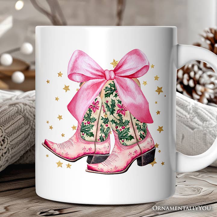 Pink Western Coquette Cowgirl Boots Personalized Mug for wholesale by OrnamentallyYou