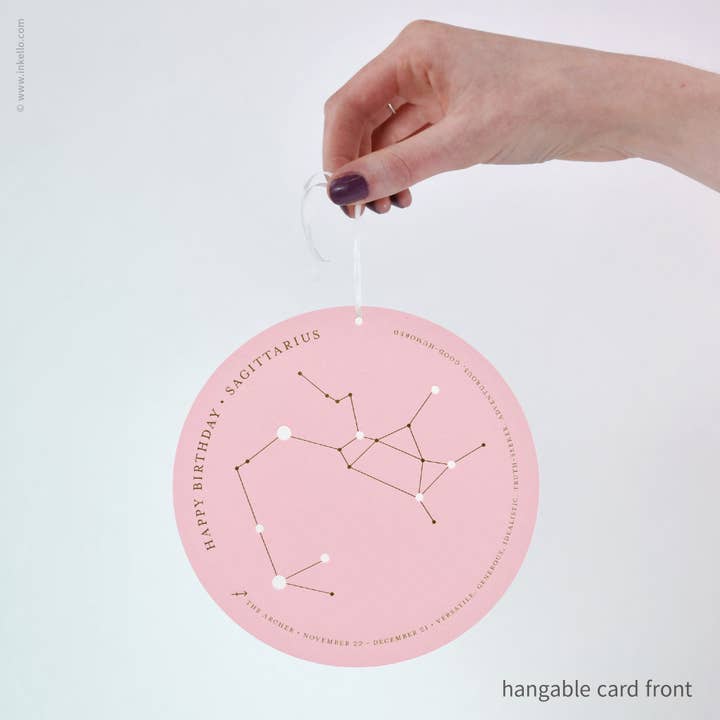 Inkello Letterpress - Wholesale Birthday Card - Sagittarius Birthday Zodiac Constellation Card (#604)