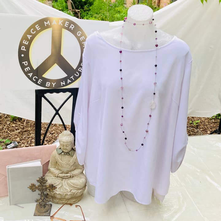 Cleansing Self-Awareness Necklace - Flourite 6mm & Quartz slab 20-30mm for wholesale by PEACE MAKER GEMS