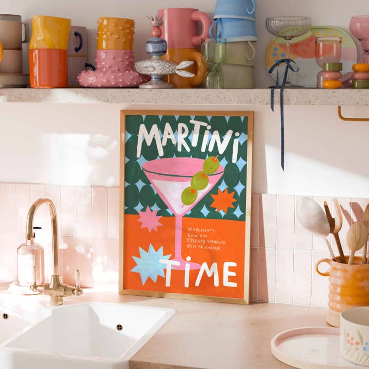Kerrie Illustrates ā wholesale Art print ā Martini Cocktail Colourful Art Print | Cocktail Recipe1
