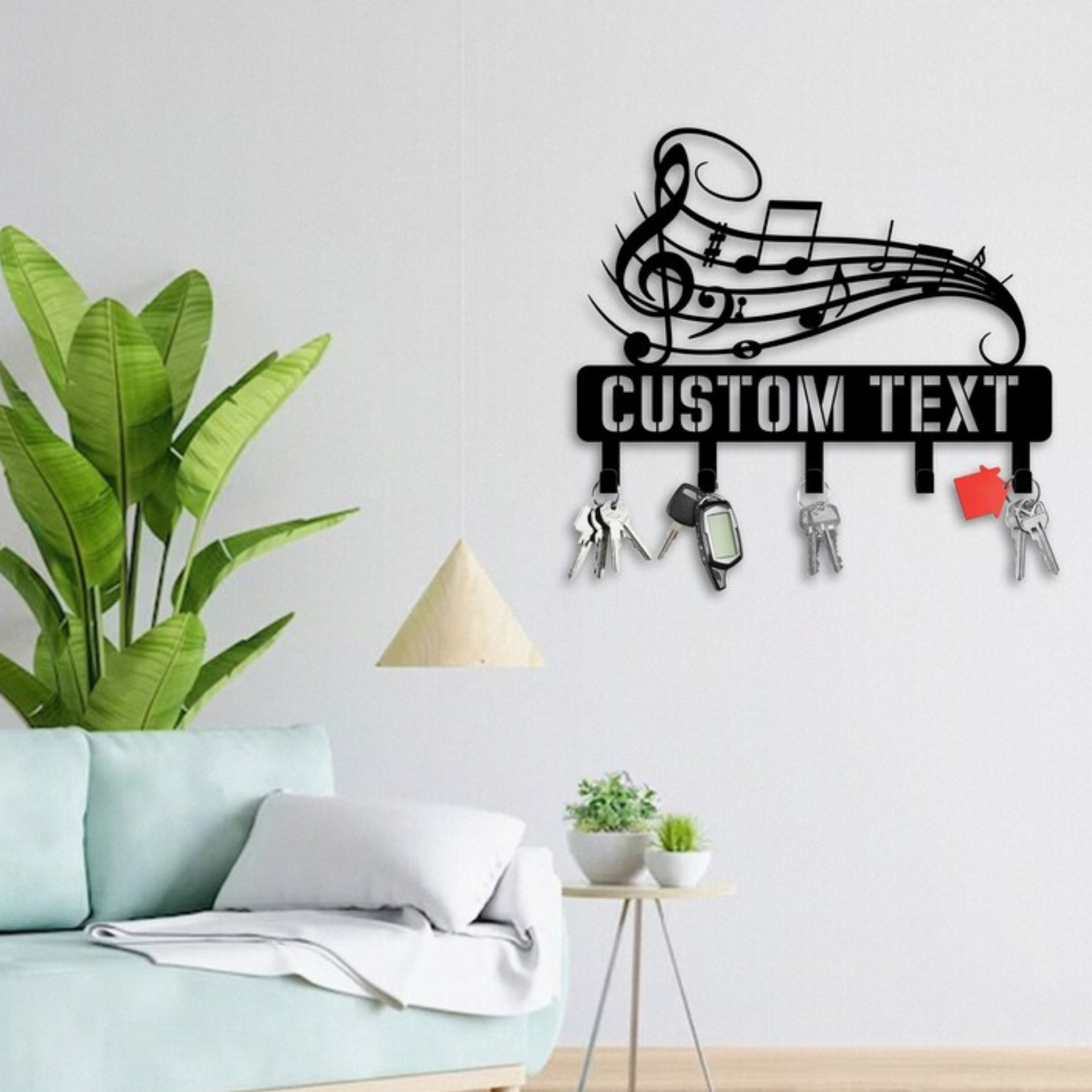 Glow Neon - Vendita all'ingrosso Decorazione da parete 3D - Portachiavi personalizzato per note musicali, 5 ganci, Studio Deco4