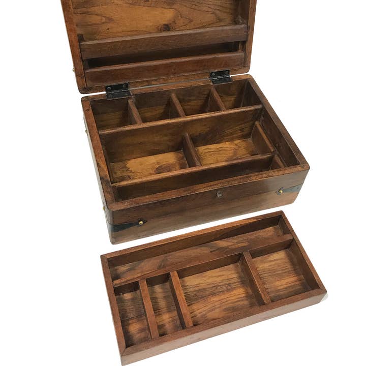 Madison Bay Co. - Historical Home Decor Reproductions - Wholesale Decorative Box - 11" Colonial Distressed Traveling Writing Chest