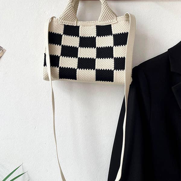 UZ Wholesale Store - Wholesale Tote Bag - Women's - Checkerboard Woven Handbag Crossbody Bags