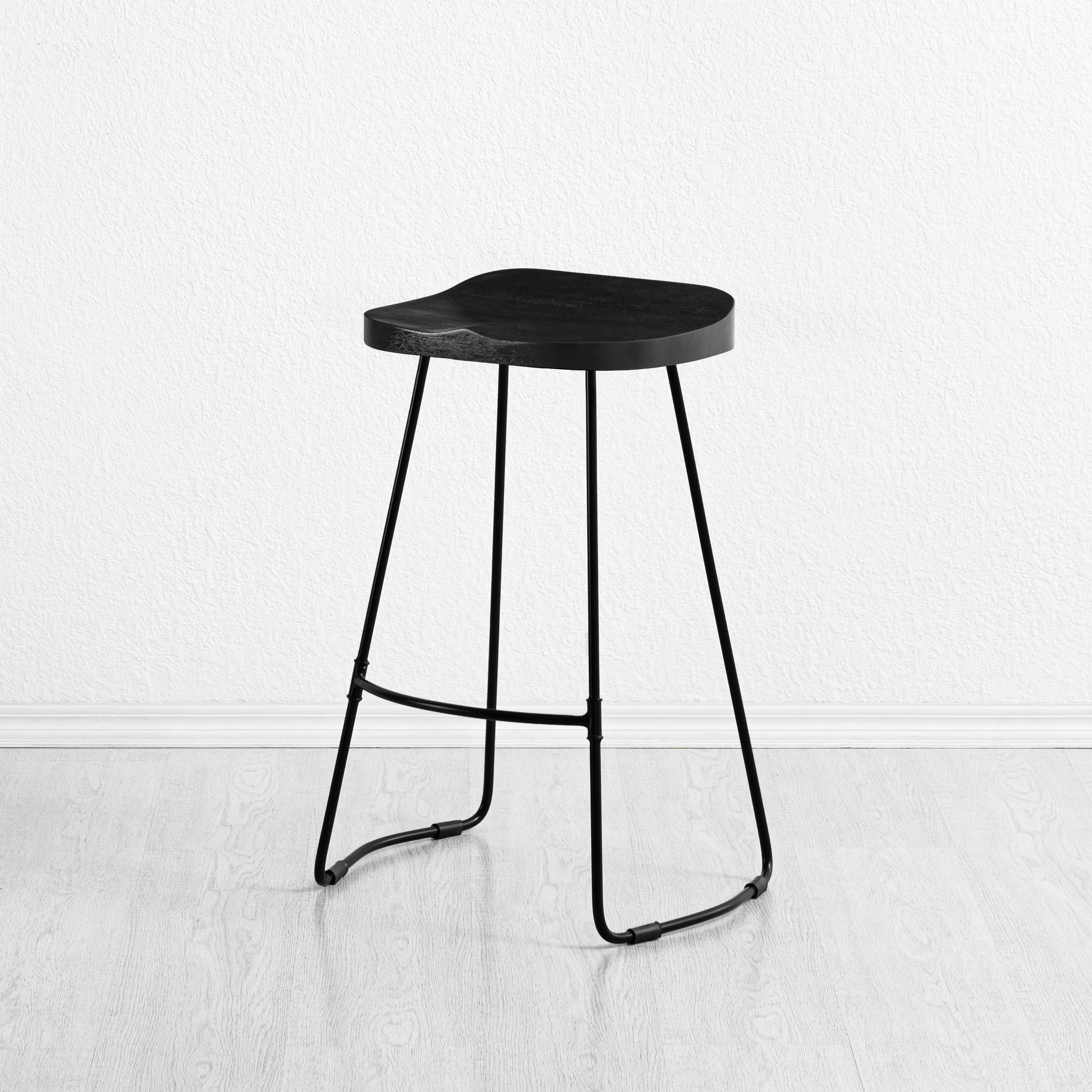MH London - Vente Tabouret - Tabourets de bar de cuisine avec siège en selle en bois massif Rombass17