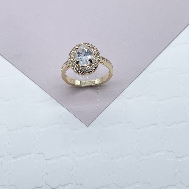 Art Deco 18k GF Oval CZRing for wholesale by Milie