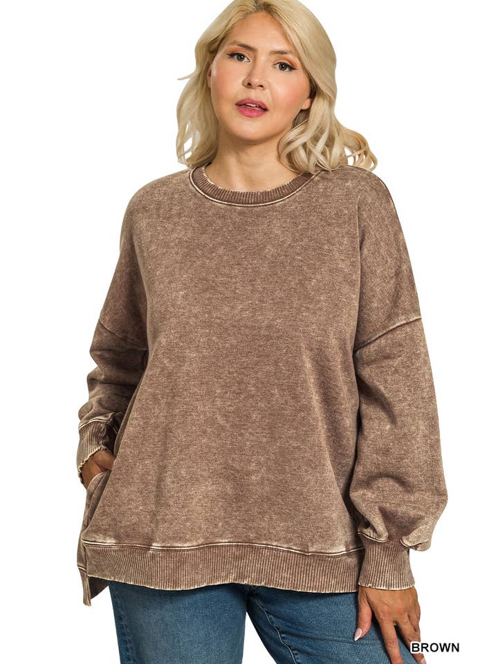 Vanilla Monkey – wholesale Sweatshirt - Dam – Plus syra tvätt fleece Hi-low fåll tröja1