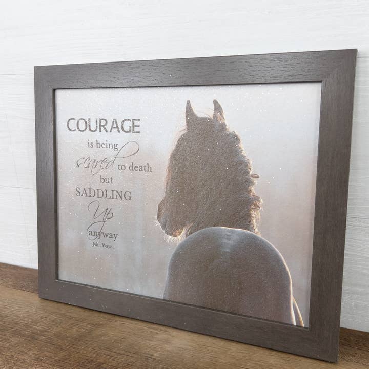 Courage Is Being Scared To Death Saddling Up Horse Art Sign for wholesale by Summer Snow Art