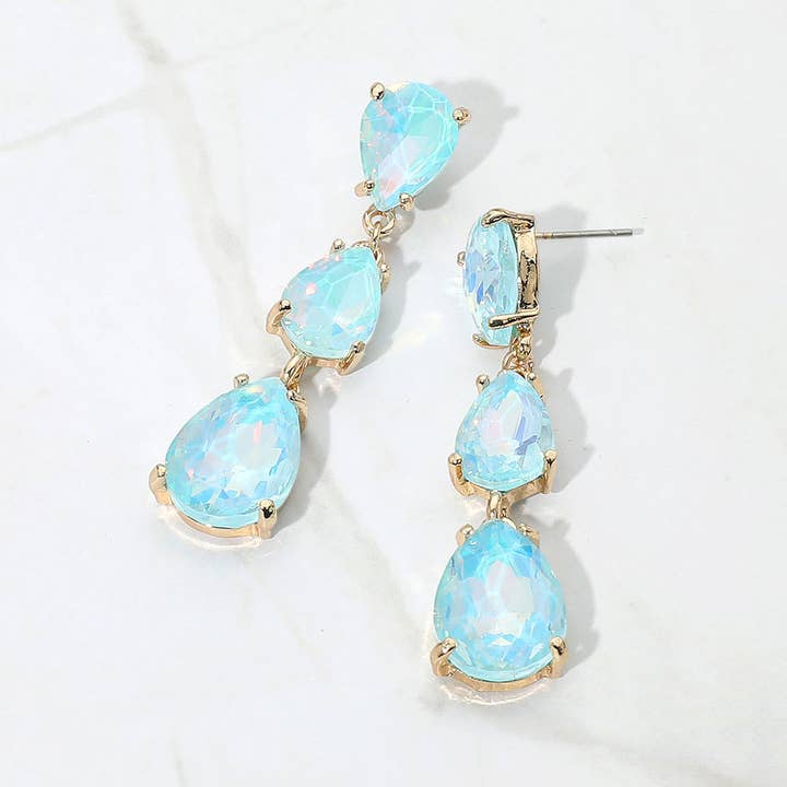 Sensibling Corp. - Wholesale Dangle Earrings - Teardrop Stone Link Dropdown Evening Earrings0