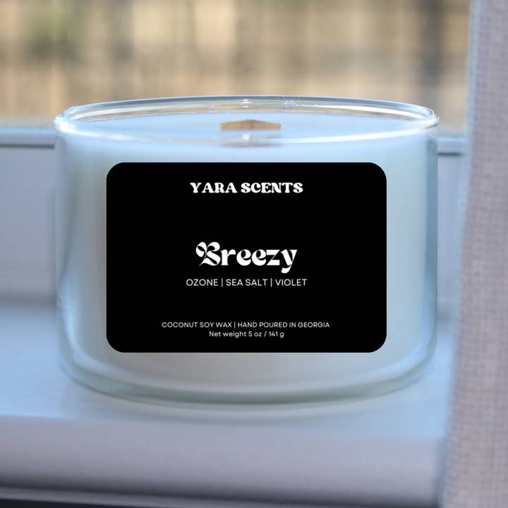 BREEZY | Wood Wick Coconut Soy Candle for wholesale by Yara Scents