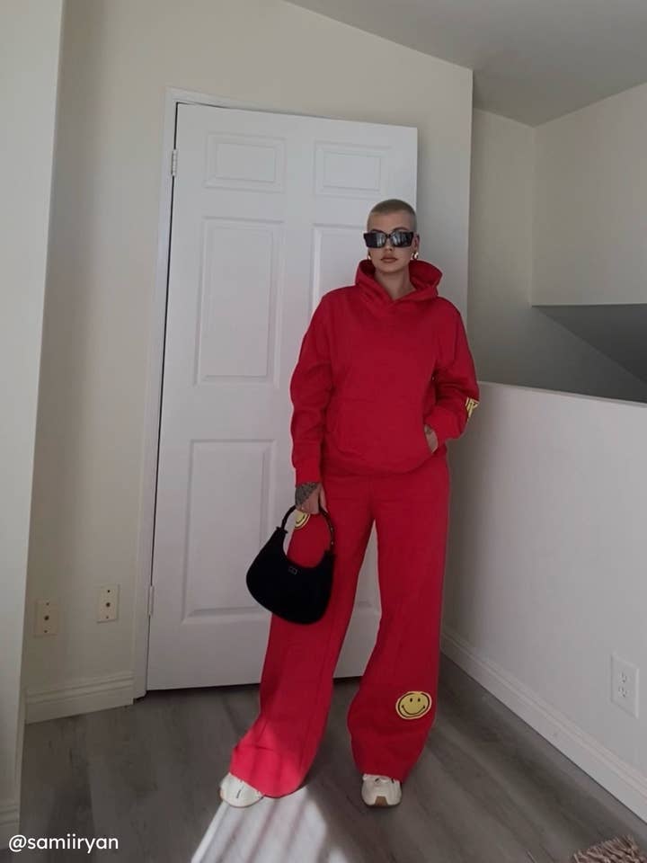 SAMII RYAN - Vente Pantalon – femme - Pantalon à jambe droite Smiley®, rouge6