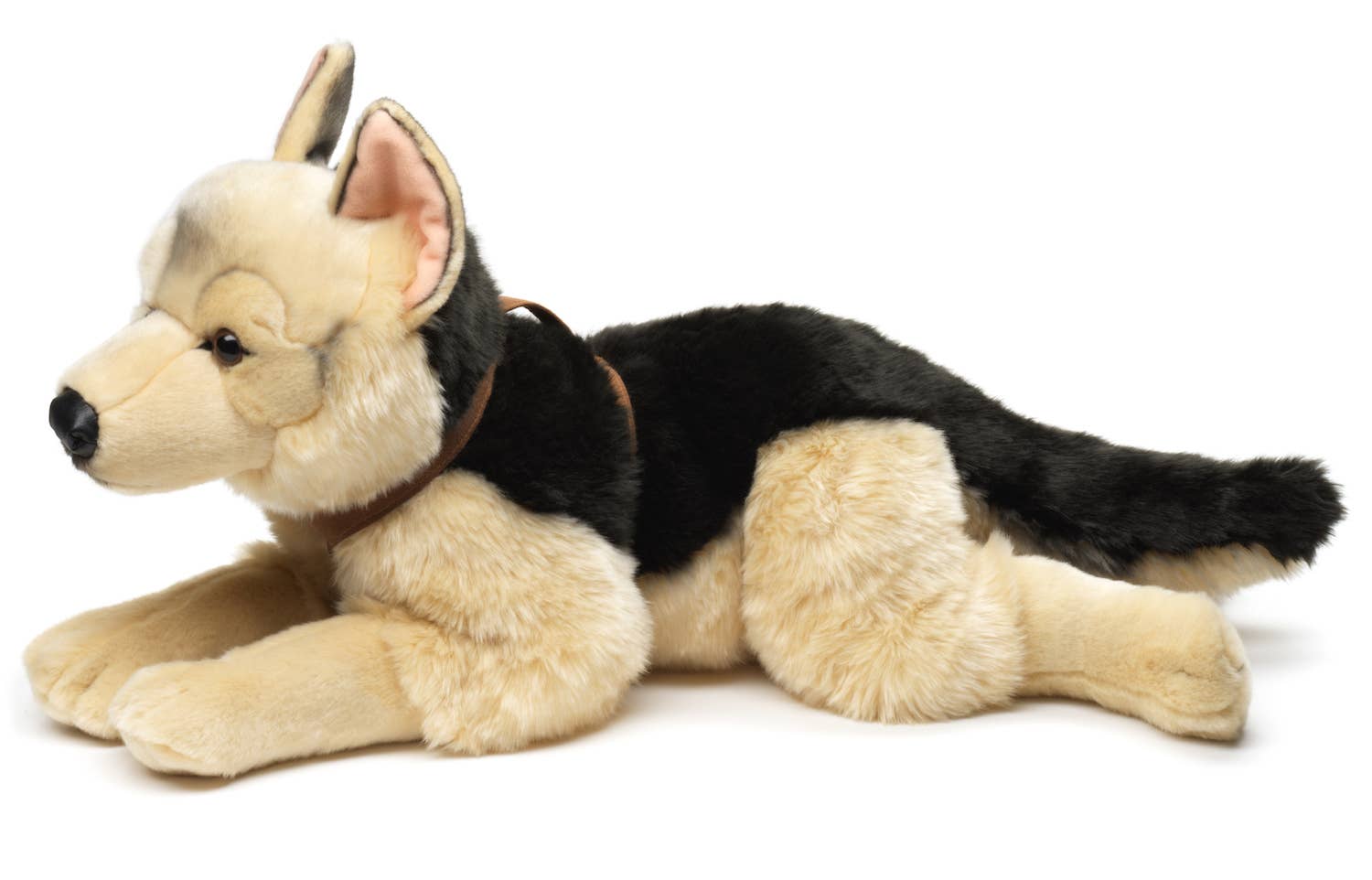 Uni Toys – wholesale Stuffed/plush toy – Kids & baby – German Shepherd, lying down (with harness) - 65 cm (length)2