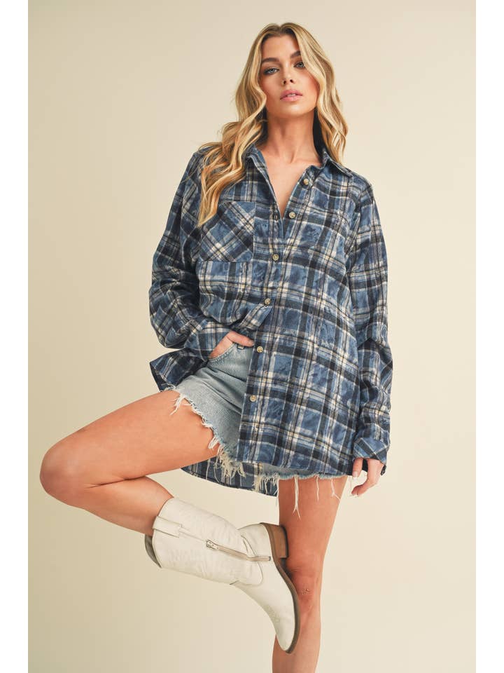 AEMI + CO – wholesale Tröja med knappar – Dam – 8323DN Laura skjorta i tvättat rutigt flanelltyg6