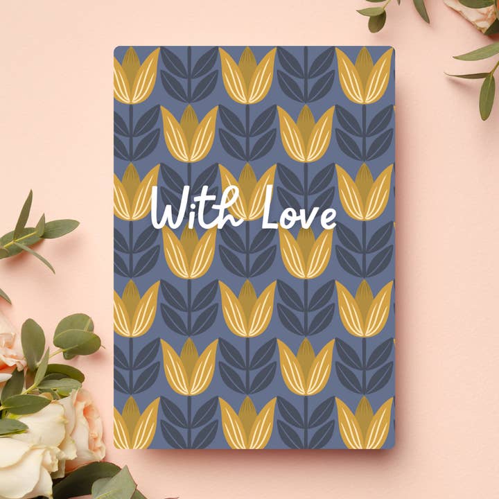 Carte florale jaune « With Love » pour la vente par Paper Station