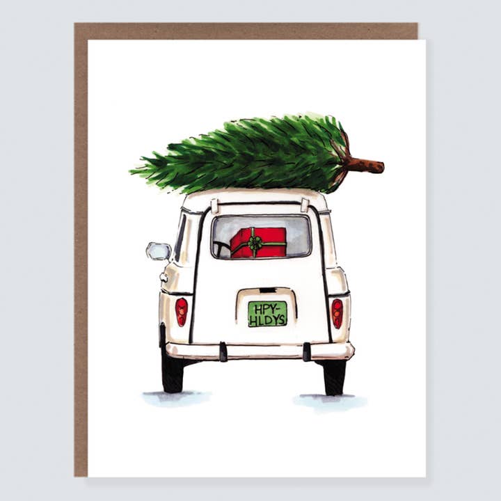 Voiture Blanche Vintage | Carte de Noël pour la vente par Morgan Swank Studio