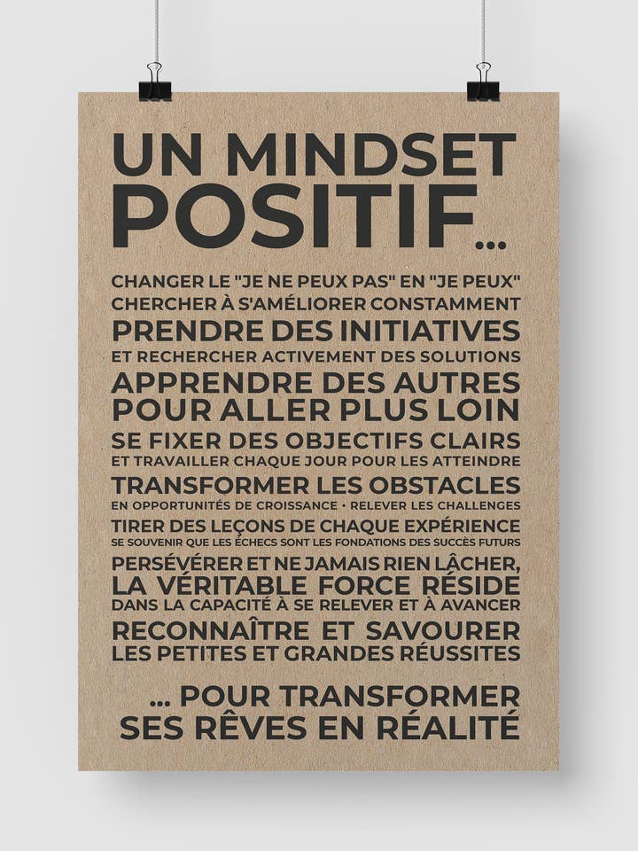 Affiche de motivation Mindset positif pour la vente par HappyWeSisters