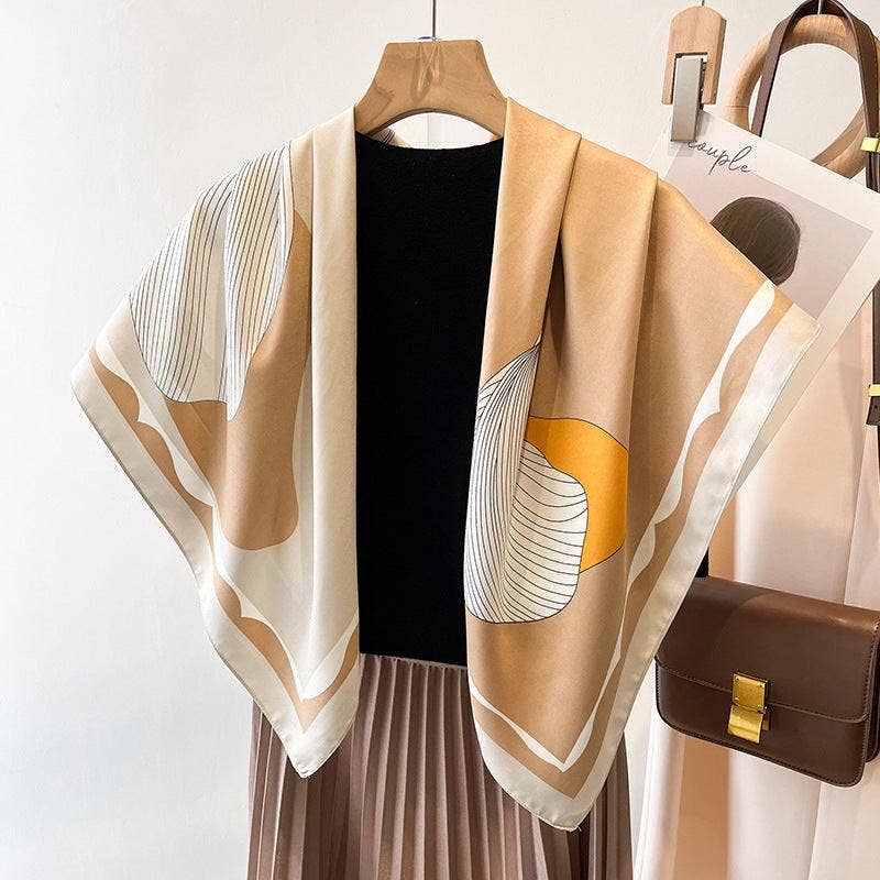 SueSilkHK - Wholesale Scarf - Women's - Yellow Flora Chic Large Satin Scarf | 90x90cm Bandana | Twill Satin Shawl | Perfect Gift for Her, Mother's Day2