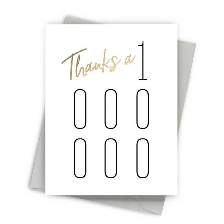 Thanks a Million Gold Foil Thank You Card for wholesale by Fine Moments