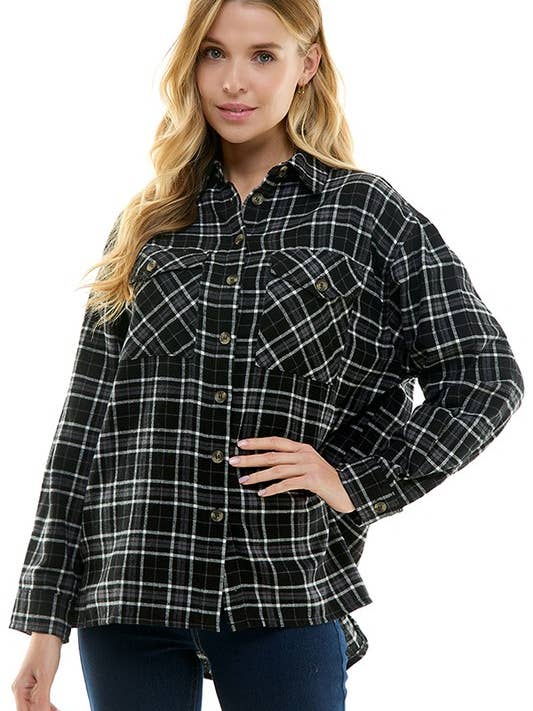 Kvinders over størrelse plaid skjorter for engroshandel hos BLUE AGE