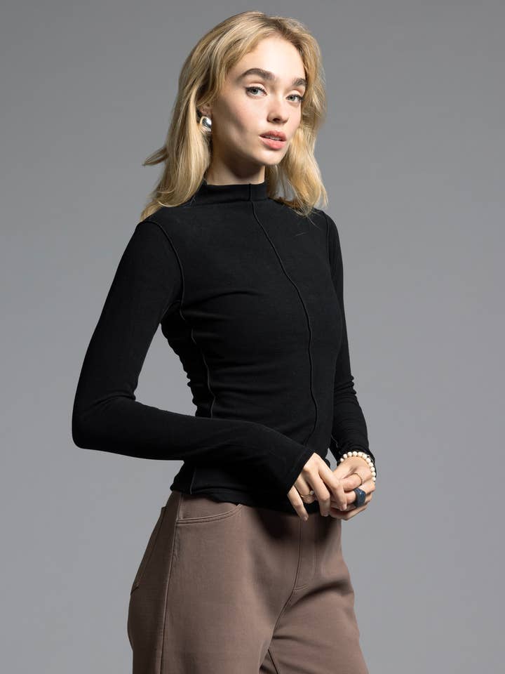 Weekend Los Angeles - Wholesale Shirt - Women's - Mock Neck Top - MARISOL LONG SLEEVE