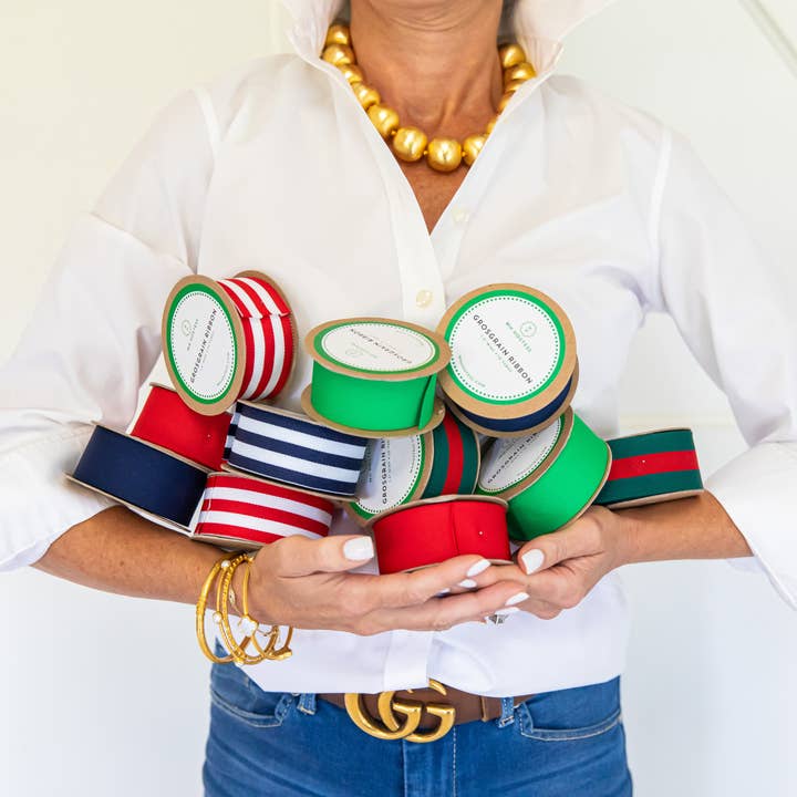 WH Hostess Social Stationery – wholesale Ribbon – Gift wrapping – Preppy Striped Grosgrain Ribbon | Green