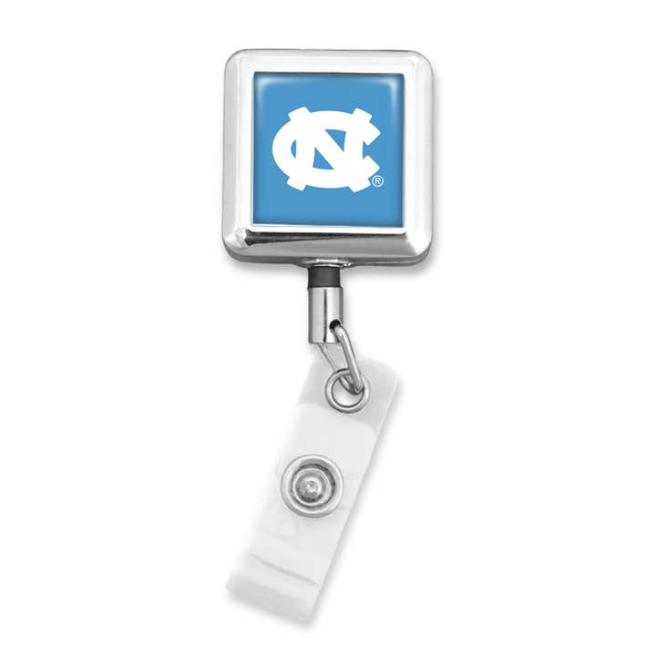 North Carolina Tar Heels Sq. Alligator Clip Badge Reel for wholesale by From The Heart