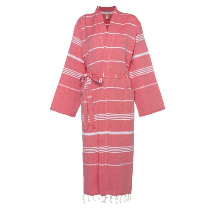 Leyla Kimono Collar Bathrobe Red for wholesale by Buldano