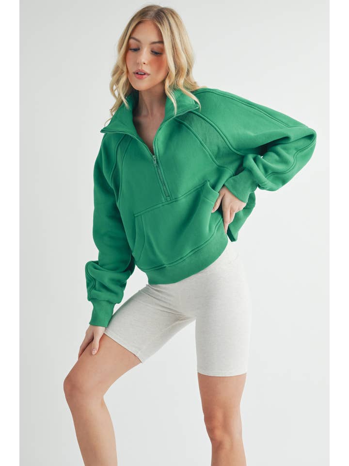 AEMI + CO - Wholesale Sweatshirt – Women's - 950CK Dove Funnel Neck Half Zip 656