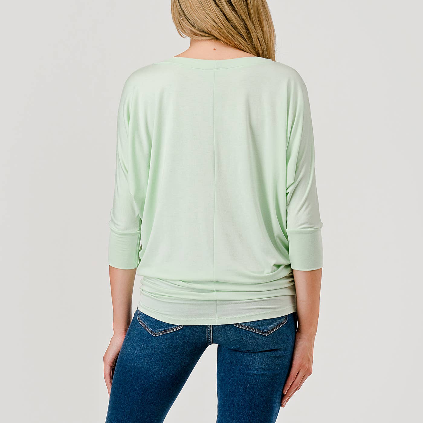 Heimious - Wholesale Knit Top - Women's - 3/4 Dolman Sleeve Round neck Modal Jersey  Top, 250344