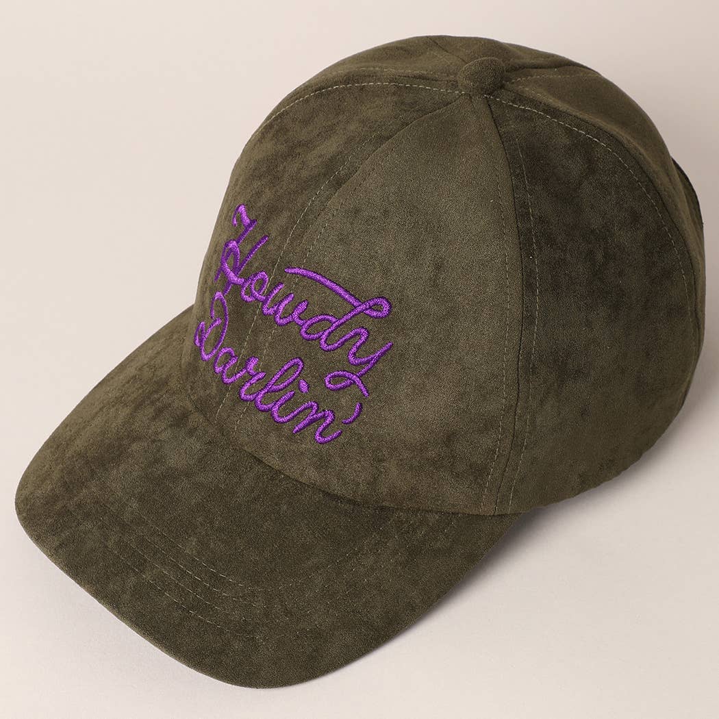 Fashion City - Wholesale Baseball Cap - Women's - Howdy Darlin' Embroidery Suede Baseball Cap10