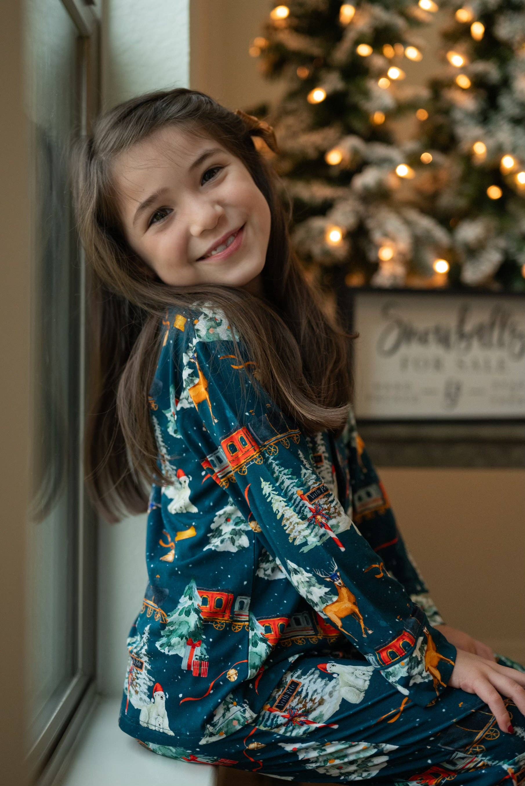 Riley & Rett - Vente Haut et bas de pyjama – enfant - Chemises traditionnelles à boutons North Pole Express1