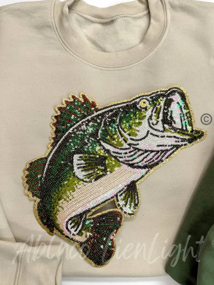 ABLNco - Wholesale Sweatshirt - Women's - Bass Fishing Sequins Patch Sweatshirt