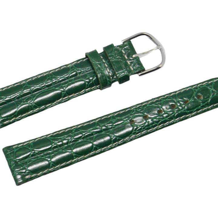 18 mm vert. Bracelet montre cuir g croco B bombé DJ pour la vente par BRACELETS MONTRE ACH
