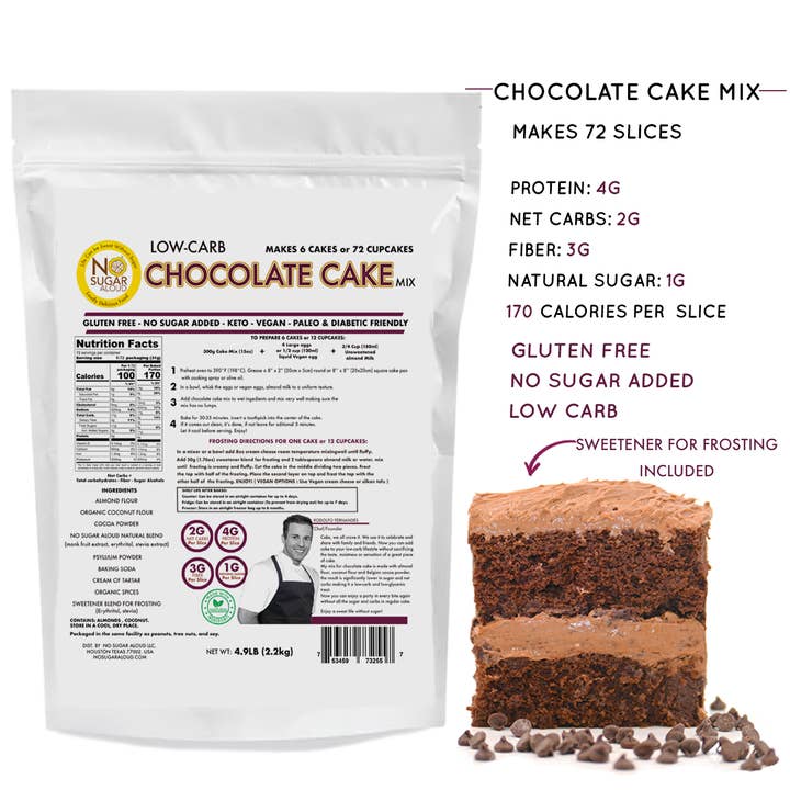 No Sugar Aloud LLC - Wholesale Cake Mix - BULK - Low-Carb Chocolate Cake Mix