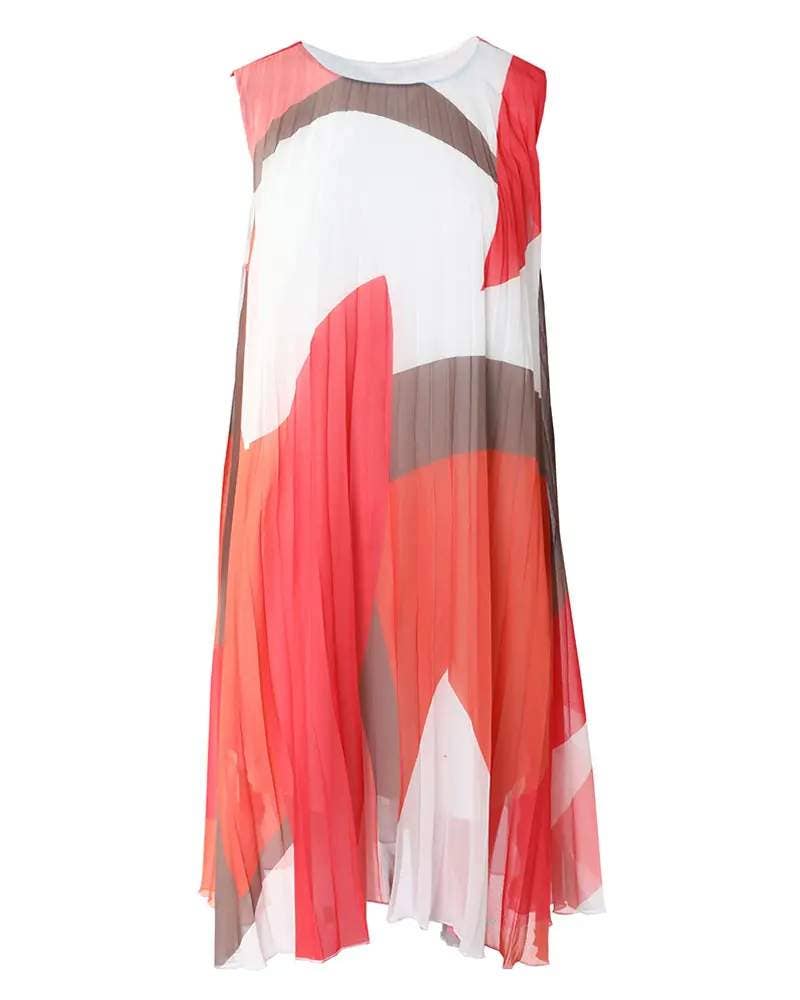 MULTICOLOR colorblock chiffon pleated flowy swing dress for wholesale on Faire3