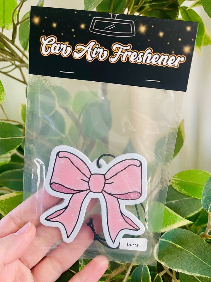 Pink Bow Air Freshener for wholesale by Scents & Shenanigans Co