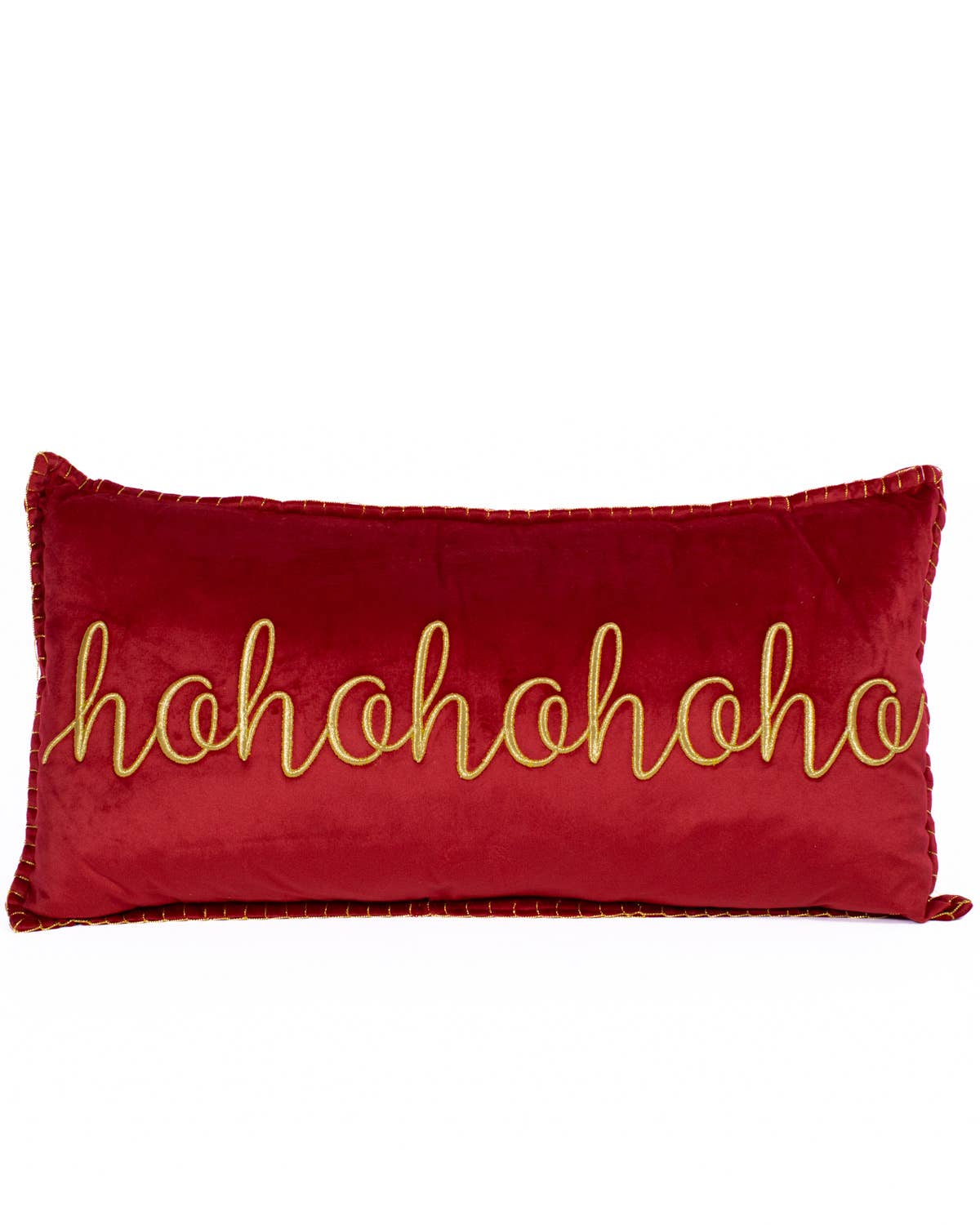 The Royal Standard - Wholesale Throw/Decorative Pillow - Ho Ho Ho Embroidered Pillow   Red/Gold   13x240