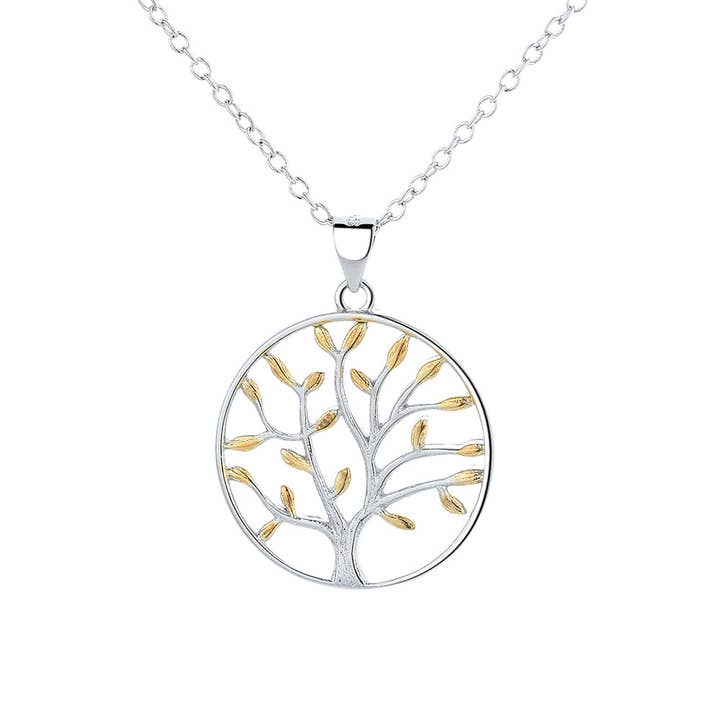 Sterling Silver Two-Tone Tree of Life Pendant Necklace for wholesale by Amy and Annette