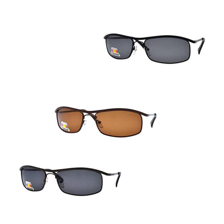 P872 Unisex Metal Rimmed Polarized Sunglasses Dozen for wholesale by Pop Fashionwear Inc