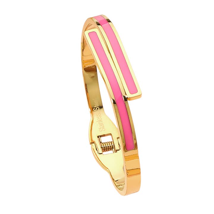 Sensibling Corp. - Wholesale Bangle Bracelet - Stainless Steel Minimalist Overlap Hinged Bangle Bracelet3