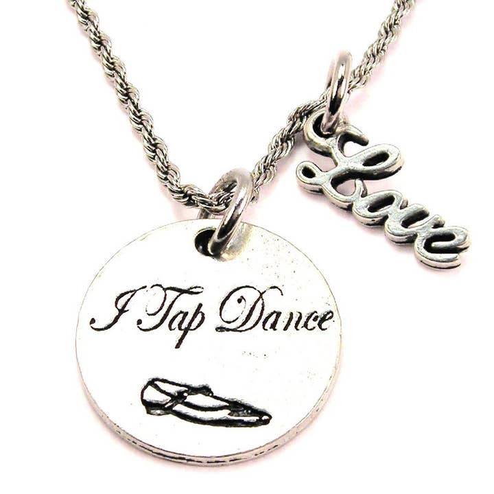 I Tap Dance 20" Rope Necklace With Love Accent Dancing for wholesale by Chubby Chico Charms