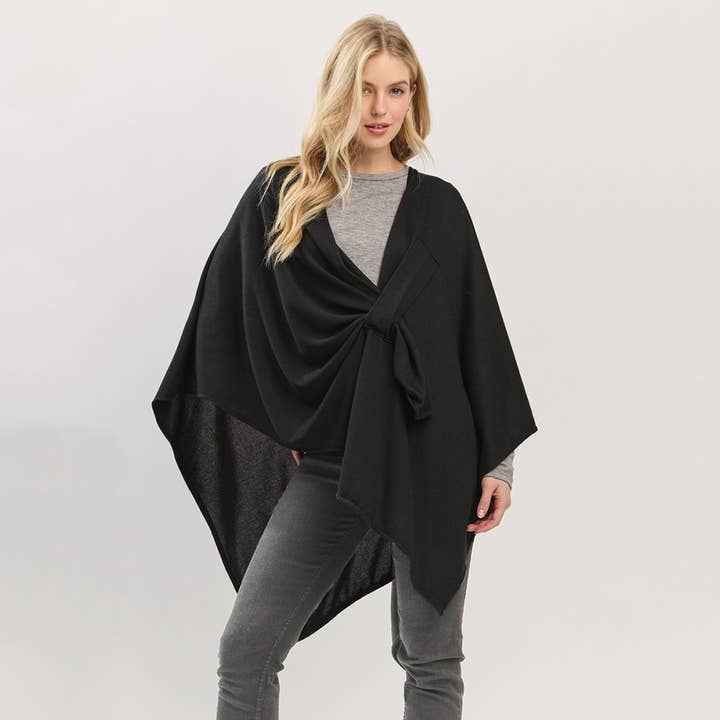 Solid Pull Through Wrap Poncho for wholesale by Anarchy Street