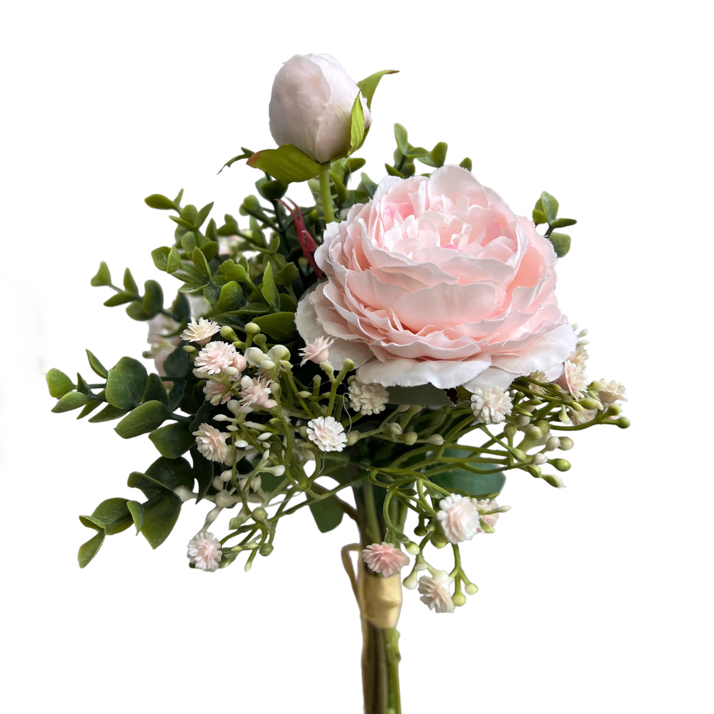 Sun Decorer – Flores artificiais por atacado – Bouquet elegante de flores artificiais de peônia e eucalipto2