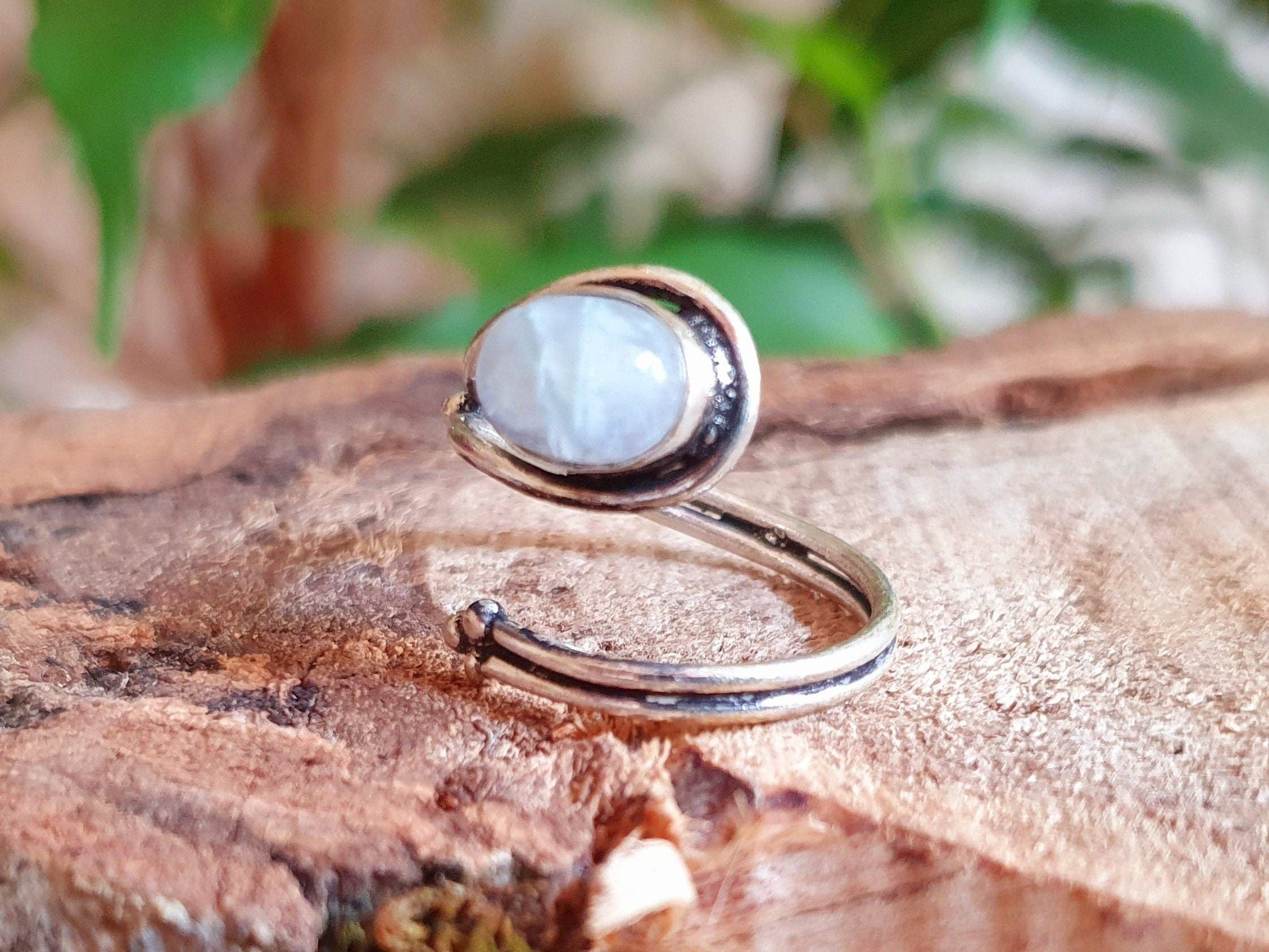 Kaali Boutique – wholesale Multi-stone ring – Ethnic style Silver & Moonstone Ring / Adjustable / Boho /  Bohemian / Psy / Rustic / Tribal / Gypsy / Festival / Healing / Festival8
