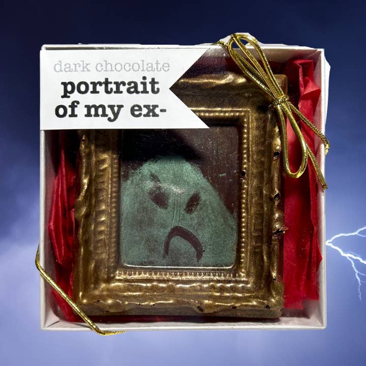 Portrait of my Ex- dark humor dark chocolate for Halloween for wholesale by The Xocolate Bar