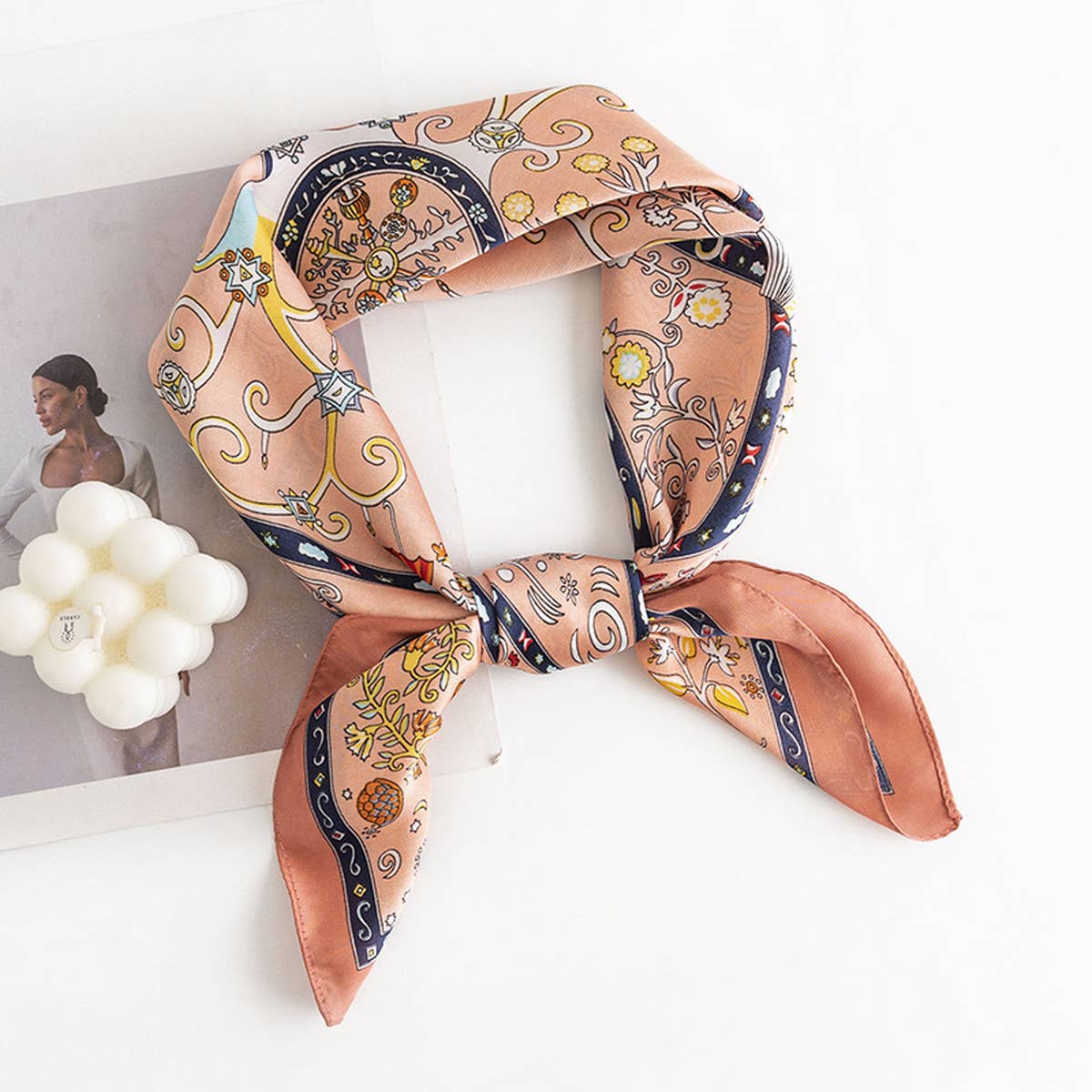 ACCITY - Wholesale Scarf - Women's - Floral Satin Square Scarf for Women’s Elegance_CWASC04982